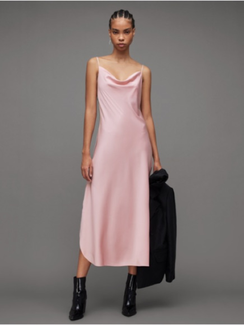 AllSaints Hadley Cowl Neck Midi Slip Dress-6